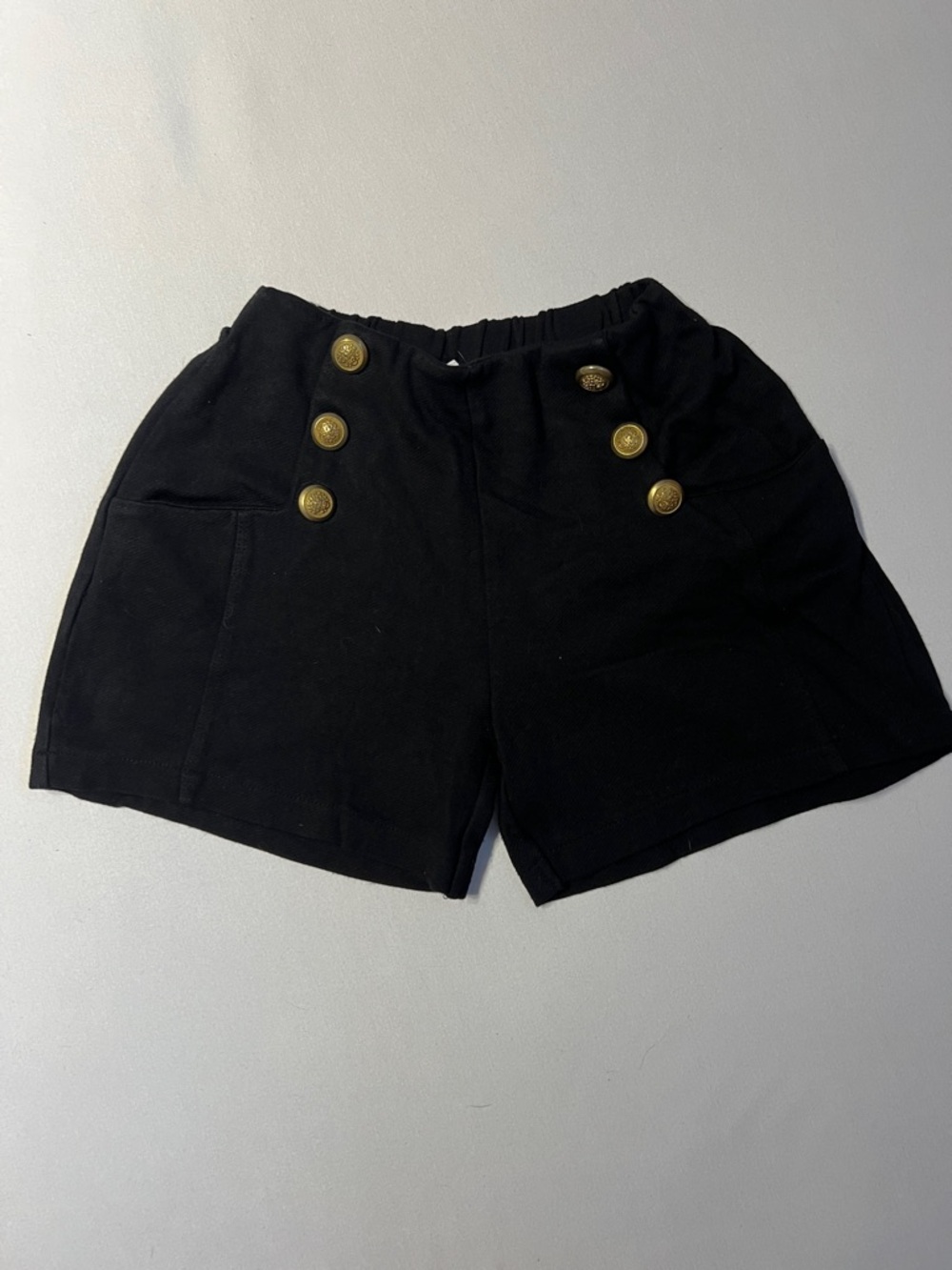 Black High-Waist Button Detail girls’s Shorts